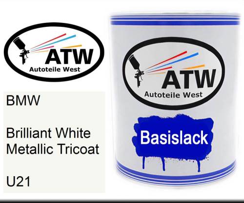 BMW, Brilliant White Metallic Tricoat, U21: 1L Lackdose, von ATW Autoteile West.